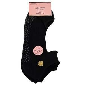 Kate Spade New York 2 Pair Black No Show Barre Socks Grip Bottom One Size NWT